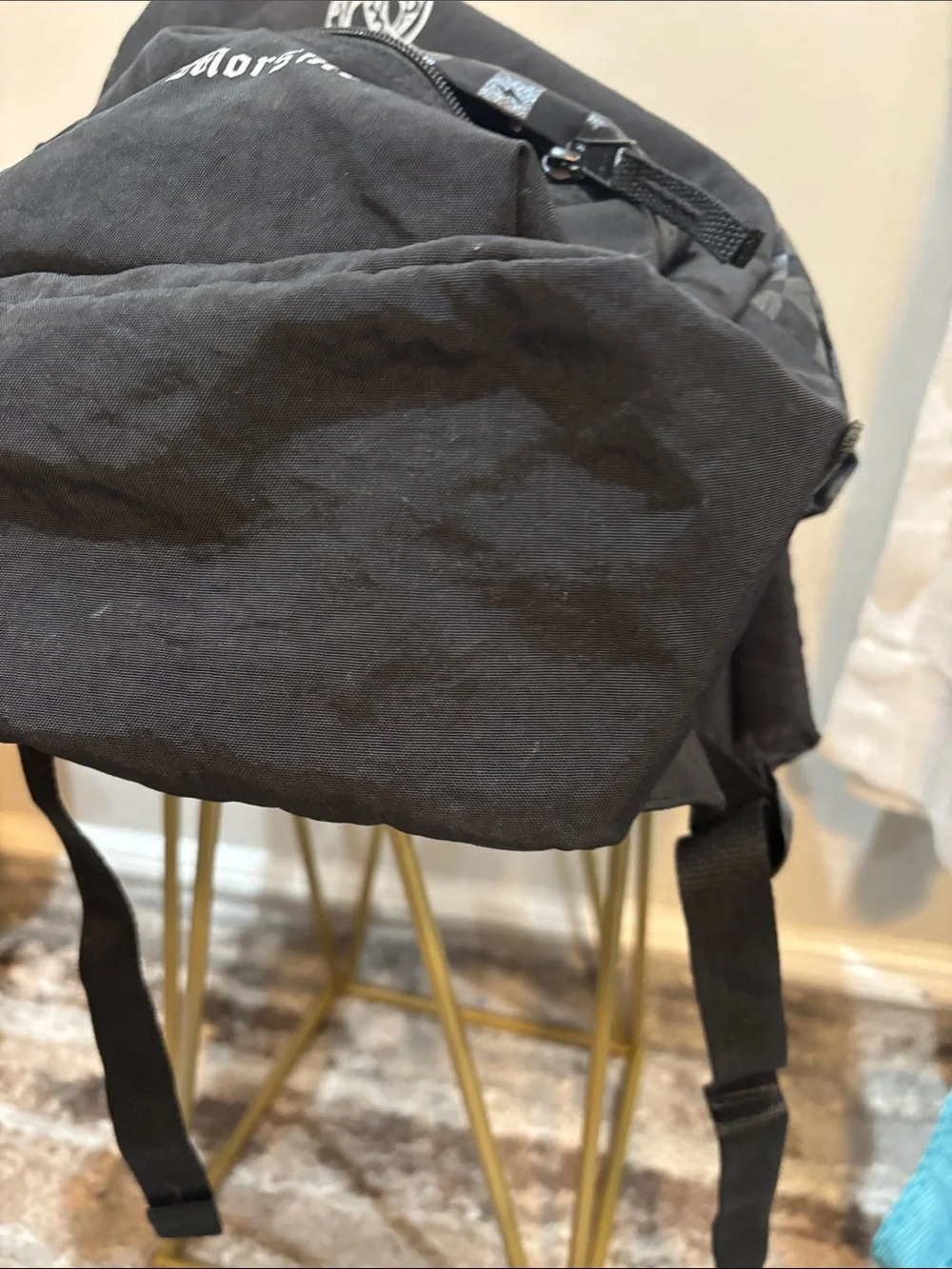 Vans Black Backpack with White Snake Crest and Checker Trim